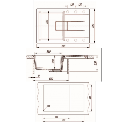 Врезная мойка Florentina РИВЬЕРА-780 Антрацит