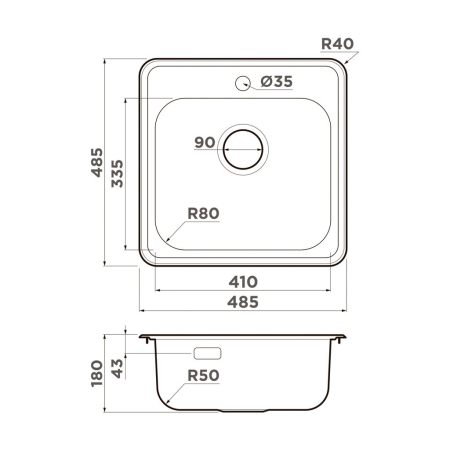 Врезная мойка OMOIKIRI Notoro 48-IN нержавеющая сталь