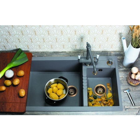 Врезная мойка OMOIKIRI Tedori 86-2-LB-ES Tetogranit/espresso