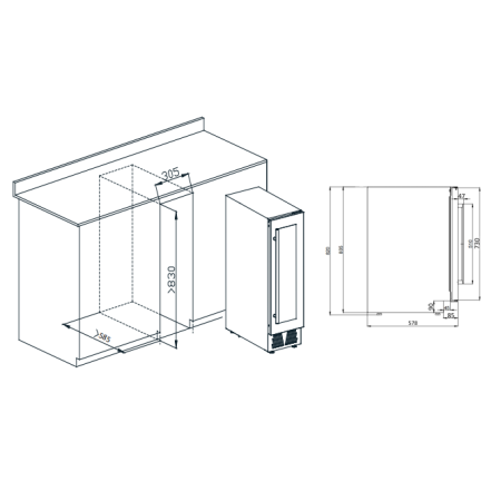 Встраиваемый под столешницу винный холодильник Meyvel  MV19-KBT1
