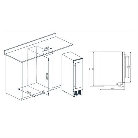 Встраиваемый под столешницу винный холодильник Meyvel  MV19-KST1