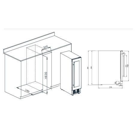 Встраиваемый под столешницу винный холодильник Meyvel  MV19-KWT1