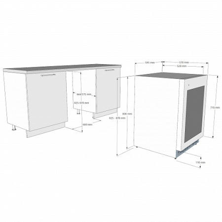 Встраиваемый под столешницу винный холодильник KORTING KFW803DBGN