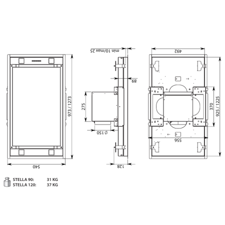 Потолочная вытяжка Falmec STELLA PLUS IS.120 INOX