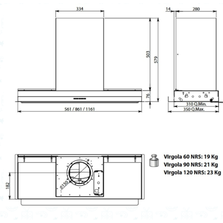Полновстраиваемая вытяжка Falmec VIRGOLA TOUCH NRS 60