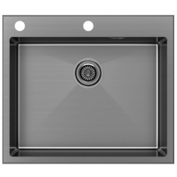 Врезная мойка Paulmark KRONER-EDGE59 вороненая сталь