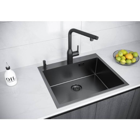 Врезная мойка Paulmark KRONER-EDGE59 вороненая сталь