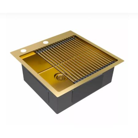 Врезная мойка Paulmark KRONER-PRO51 брашированное золото