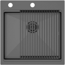Врезная мойка Paulmark KRONER-PRO51 вороненая сталь