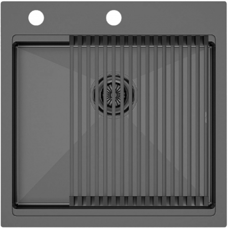 Врезная мойка Paulmark KRONER-PRO51 вороненая сталь