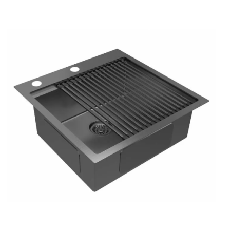 Врезная мойка Paulmark KRONER-PRO51 вороненая сталь