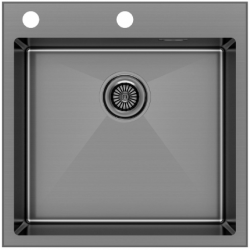 Врезная мойка Paulmark KRONER-EDGE51 вороненая сталь