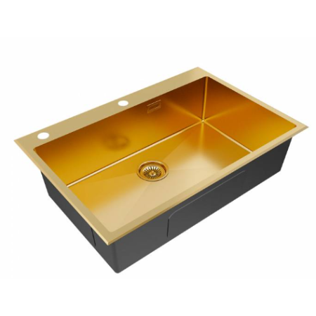Врезная мойка Paulmark KRONER-EDGE75 брашированное золото