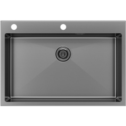 Врезная мойка Paulmark KRONER-EDGE75 вороненая сталь