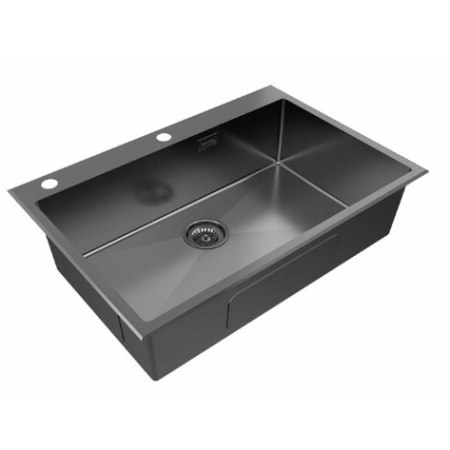 Врезная мойка Paulmark KRONER-EDGE75 вороненая сталь