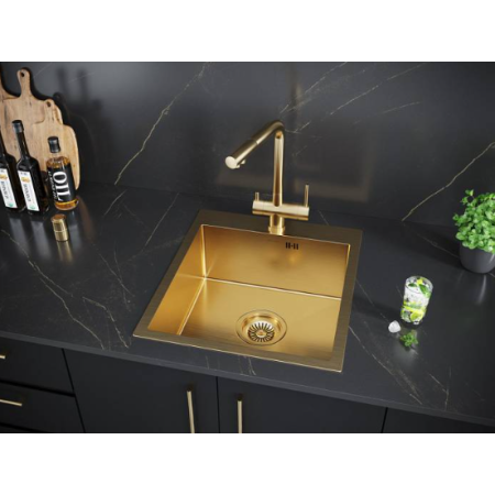 Врезная мойка Paulmark KRONER45 брашированное золото