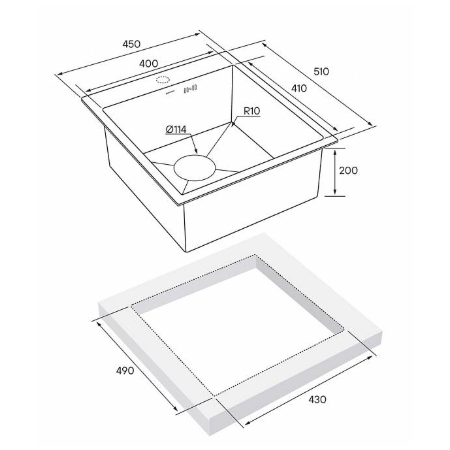 Врезная мойка Paulmark KRONER45 вороненая сталь