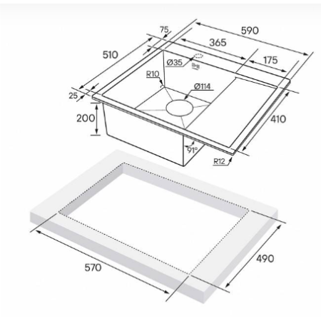 Врезная мойка Paulmark KRONER 59F брашированное золото