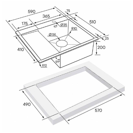 Врезная мойка Paulmark KRONER 59F брашированное золото