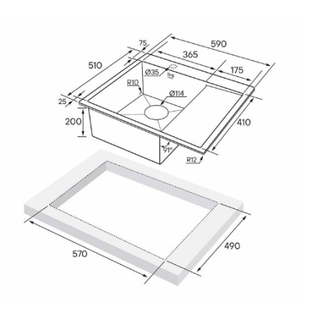 Врезная мойка Paulmark KRONER 59F брашированная нержавеющая сталь