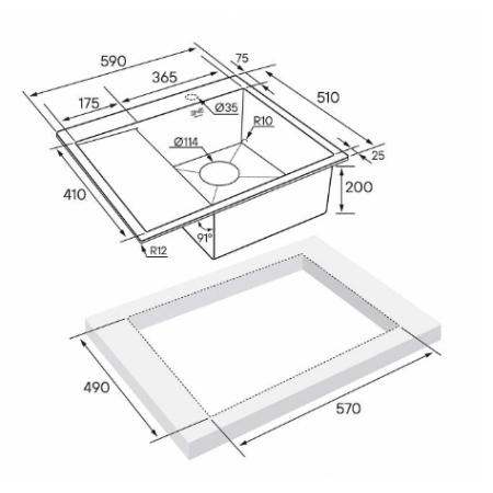 Врезная мойка Paulmark KRONER 59F брашированная нержавеющая сталь