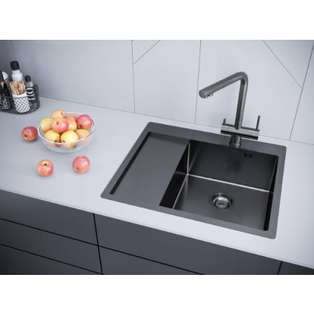 Врезная мойка Paulmark KRONER 59F вороненая сталь