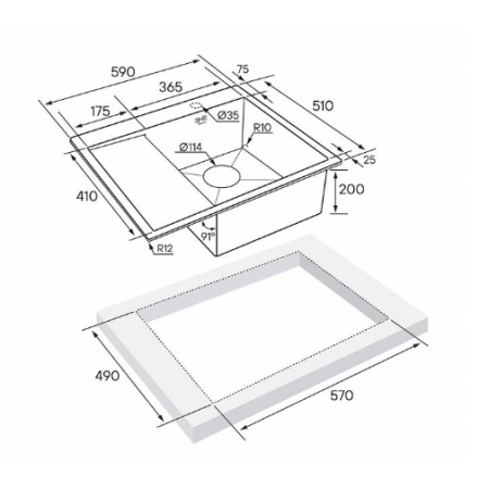 Врезная мойка Paulmark KRONER 59F вороненая сталь