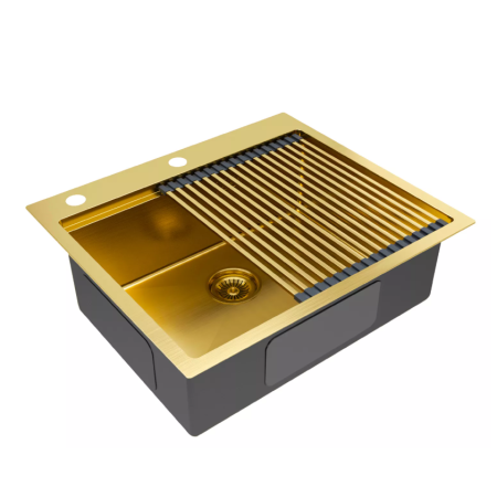 Врезная мойка Paulmark KRONER-PRO брашированное золото