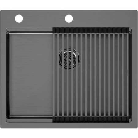 Врезная мойка Paulmark KRONER-PRO59 вороненая сталь