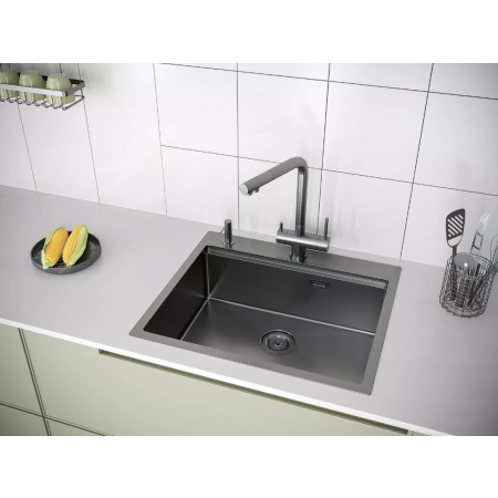 Врезная мойка Paulmark KRONER-PRO59 вороненая сталь