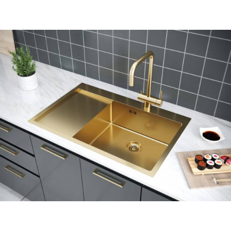 Врезная мойка Paulmark KRONER 78F брашированное золото