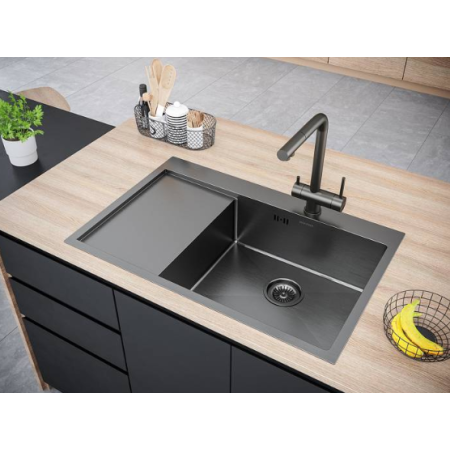 Врезная мойка Paulmark KRONER 78F вороненая сталь