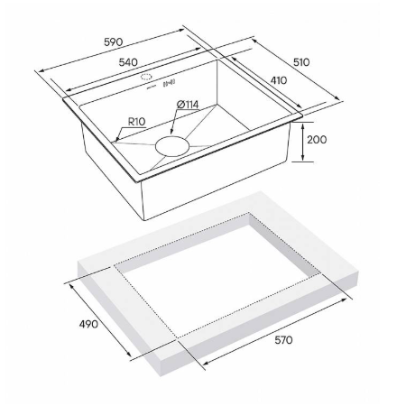 Врезная мойка Paulmark KRONER59 брашированное золото