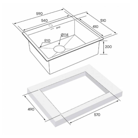Врезная мойка Paulmark KRONER59 брашированная нержавеющая сталь
