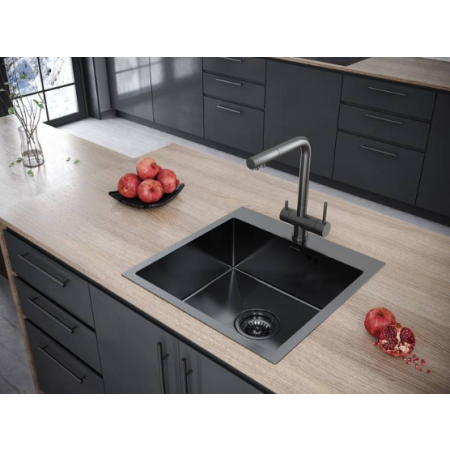 Врезная мойка Paulmark KRONER59 вороненая сталь