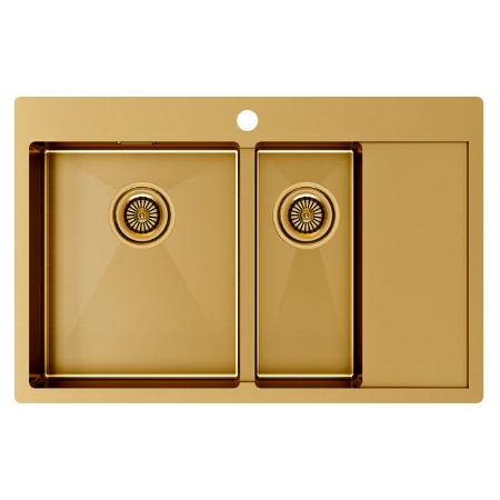 Врезная мойка Paulmark KRONER 78/2SF брашированное золото
