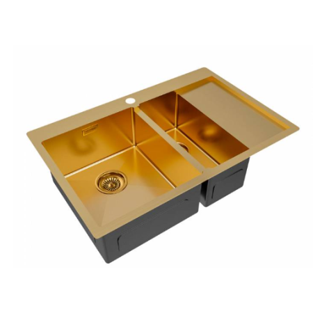 Врезная мойка Paulmark KRONER 78/2SF брашированное золото