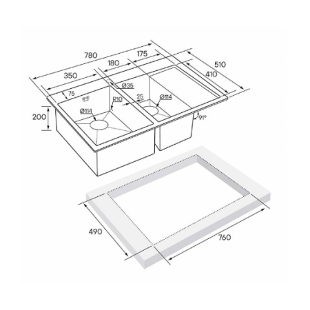Врезная мойка Paulmark KRONER 78/2SF брашированное золото