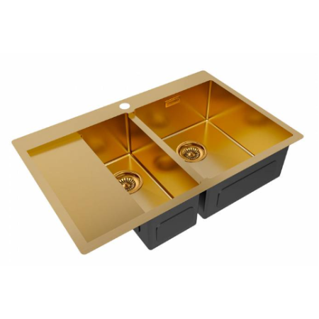 Врезная мойка Paulmark KRONER 78/2SF брашированное золото