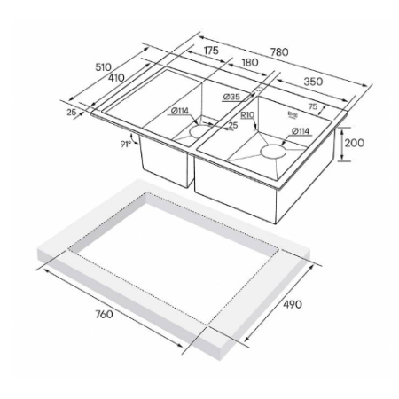 Врезная мойка Paulmark KRONER 78/2SF брашированное золото