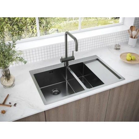 Врезная мойка Paulmark KRONER 78/2SF вороненая сталь