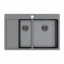 Врезная мойка Paulmark KRONER 78/2SF вороненая сталь