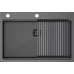 Врезная мойка Paulmark KRONER-PRO75 вороненая сталь