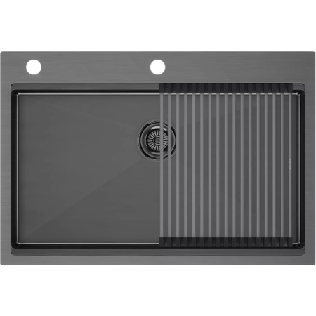 Врезная мойка Paulmark KRONER-PRO75 вороненая сталь