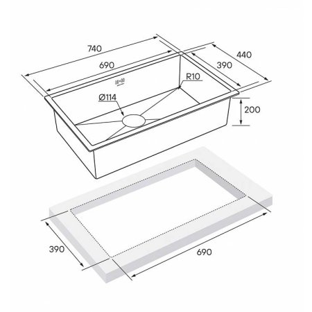 Врезная мойка Paulmark GERBERG 74UNI вороненая сталь