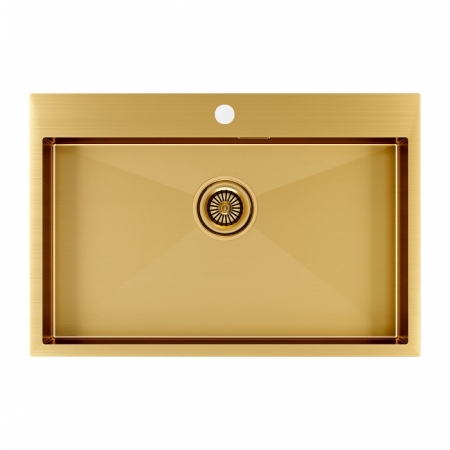 Врезная мойка Paulmark KRONER75 брашированное золото