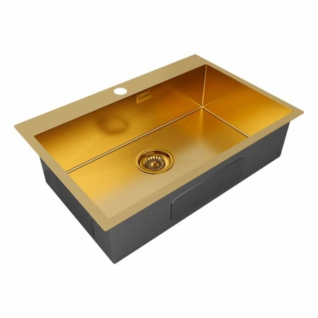 Врезная мойка Paulmark KRONER75 брашированное золото