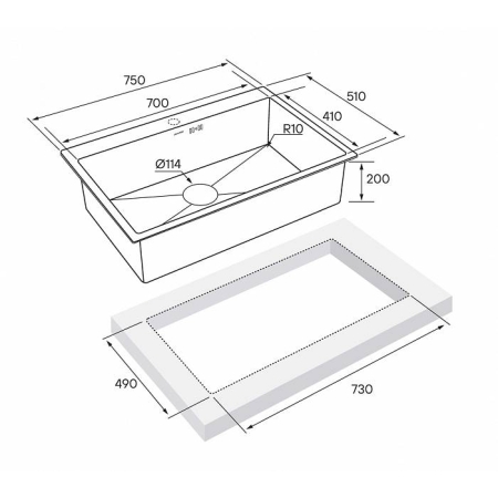 Врезная мойка Paulmark KRONER75 брашированное золото