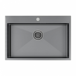 Врезная мойка Paulmark KRONER75 вороненая сталь