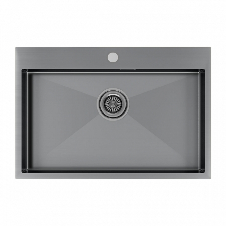 Врезная мойка Paulmark KRONER75 вороненая сталь